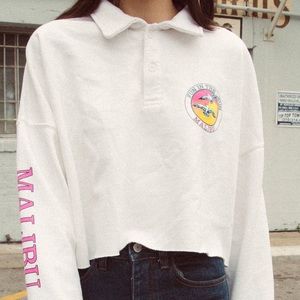 John Galt Malibu collared cropped sweatshirt